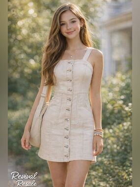 SO Button Front Denim Dress – English Cream, Size 1/25W (NWT) Casual Beach